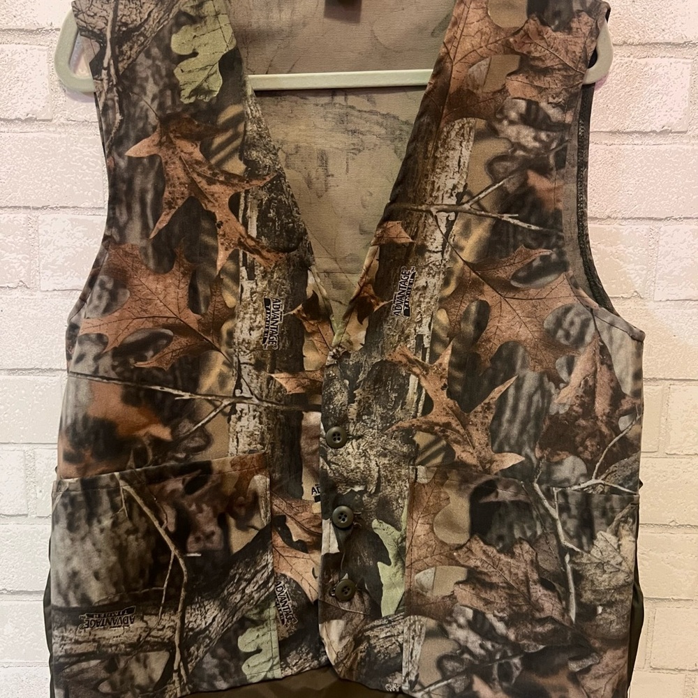 Ranger Advantage Timber Camo Hunting Vest Mens XL Made in USA‎ Game Bag Pocket